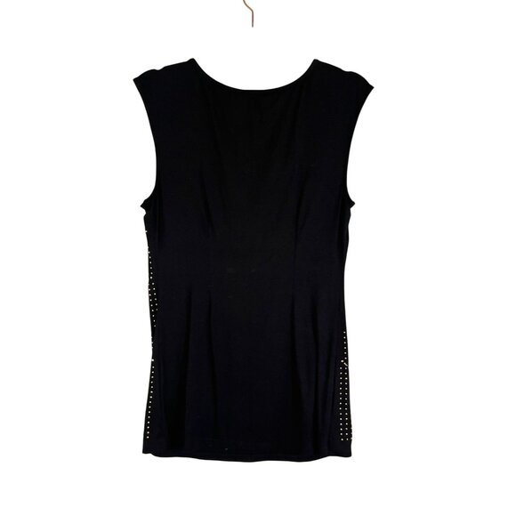 Retro Metallic Studs Cutout Beaded Top Black M Chic Classic Preppy Festive 90s - Picture 7 of 9